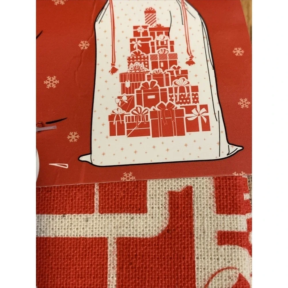 Geeknet Holiday Gift Sack Unisex 18x26 Cream Red NEW Christmas Cotton Drawstring